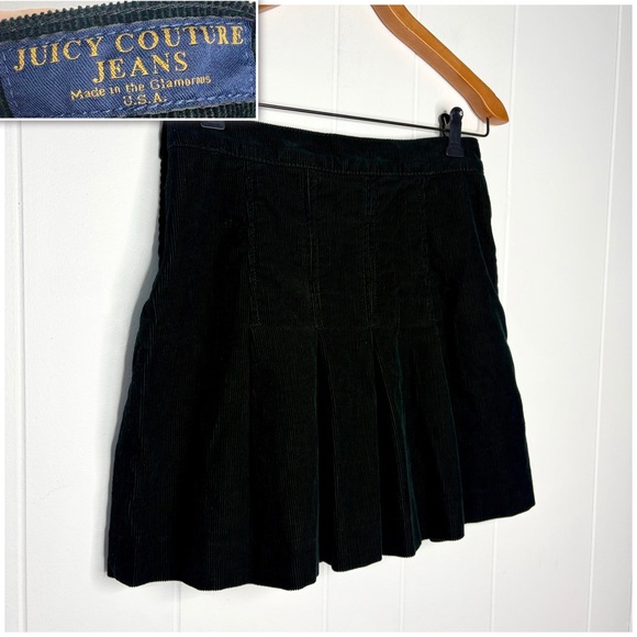 Juicy Couture Dresses & Skirts - ✨Y2K 2000’s Vintage Juicy Couture Jeans Black Corduroy Pleated Mini Skirt Preppy